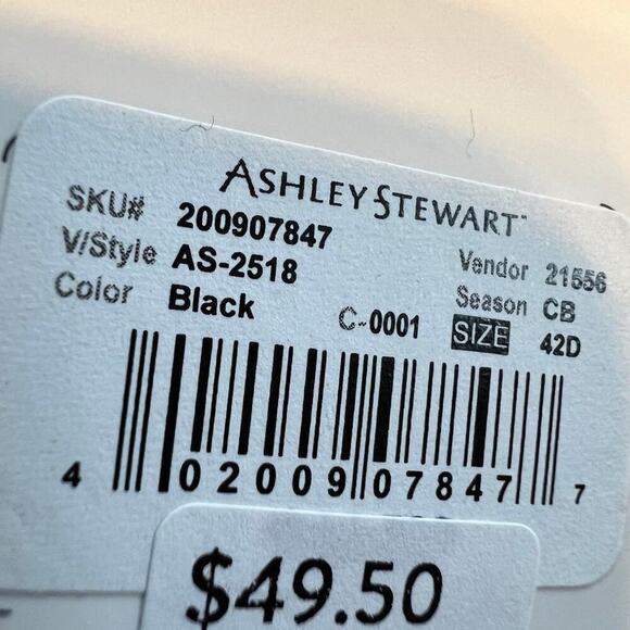 ASHLEY STEWART 42D bra, convertible butterfly, black with partial lace - Picture 4 of 12